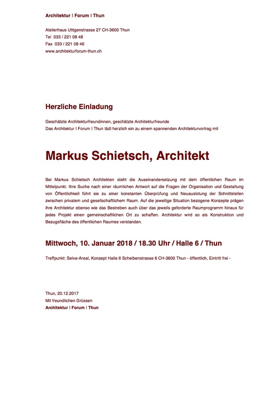 Architekturforum Thun - Markus Schietsch Architekt