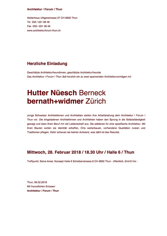 Architekturforum Thun - Hutter Nüesch / Bernath+Widmer Junge Architekten