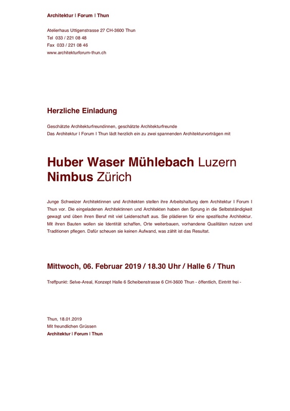 Architekturforum Thun – Huber Waser Mühlebach / Nimbus Junge Architekten