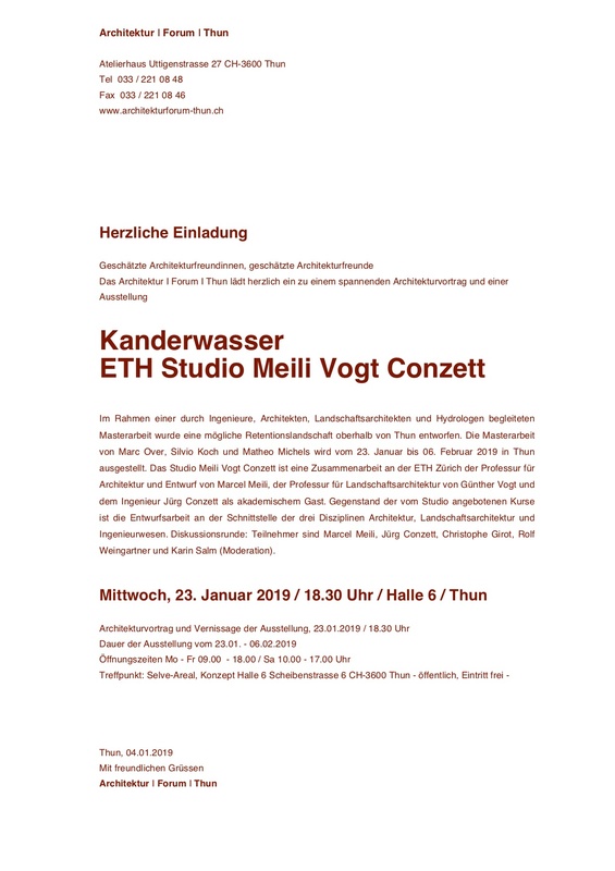 Architekturforum Thun – ETH Studio Meili Vogt Conzett Vortrag und Ausstellung