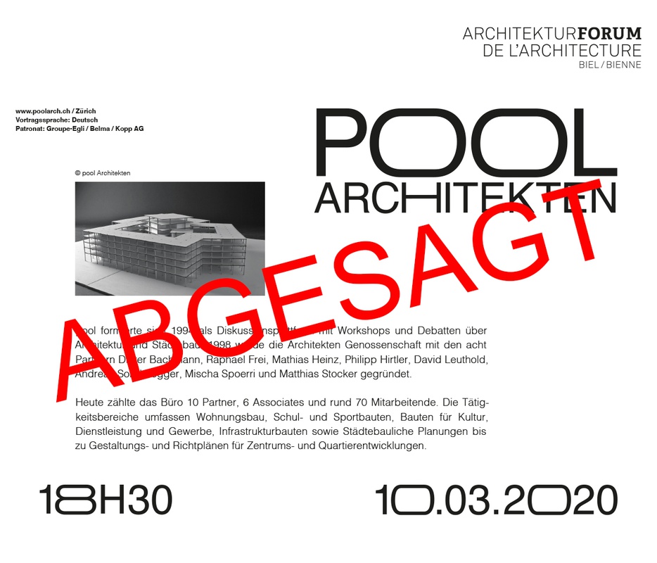Architekturforum Biel/Bienne – Vortragsreihe 2020, pool Architekten