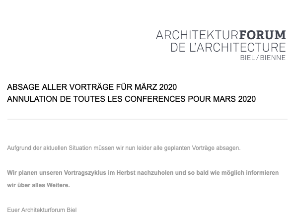 Architekturforum Biel/Bienne – Vortragsreihe 2020, BUOL & ZÜND