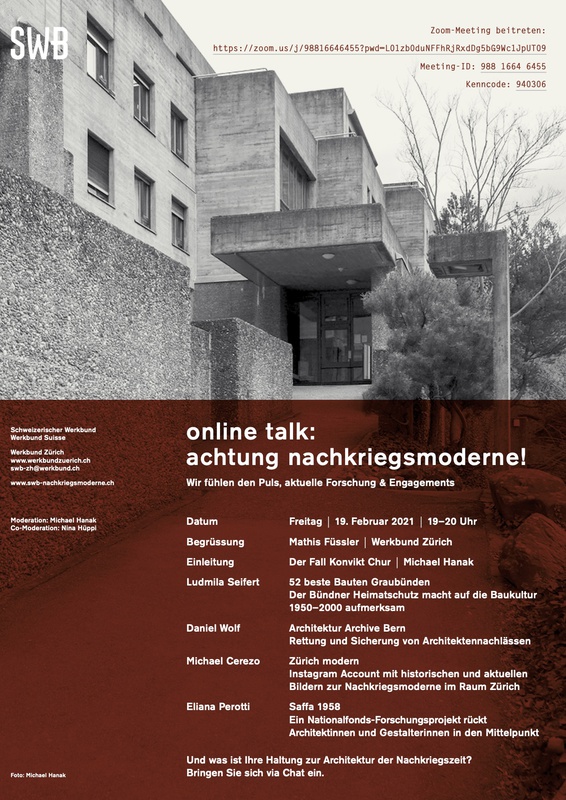 Achtung Nachkriegsmoderne: Online Talk
