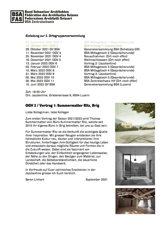 OGV 2 / Vortrag : Summermatter Ritz, Brig