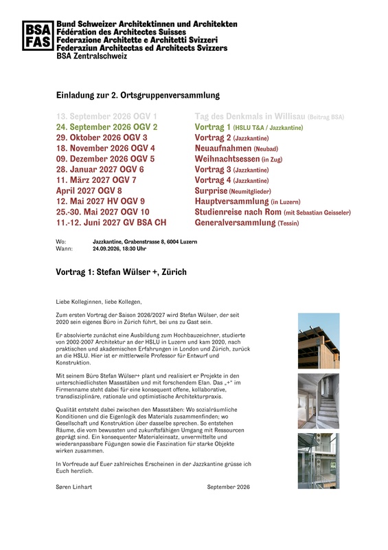 OGV 2 / Vortrag 1: Stefan Wülser +, Zürich