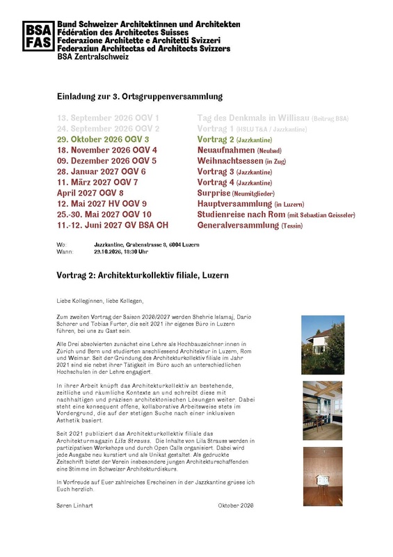 OGV 3 / Vortrag 2: Architekturkollektiv Filiale, Luzern